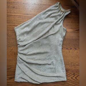 DAVID MEISTER Metallic Champagne Gold Top 💛✨🌟🥂